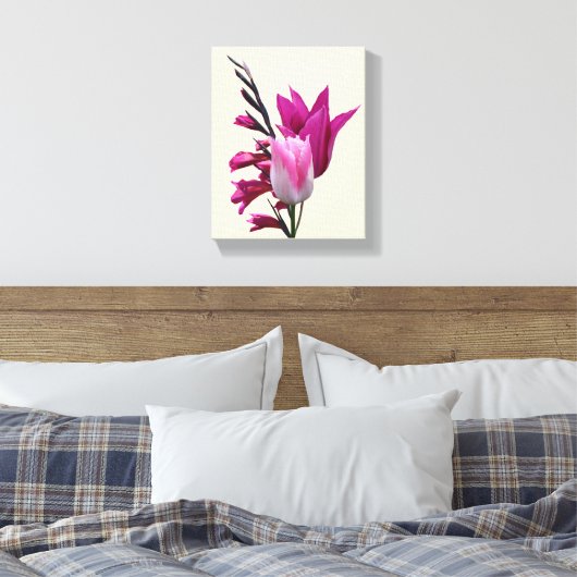 Schöne, heiß rosa Tulpe Moderne Blumen Kunst Leinwanddruck (Insitu (Schlafzimmer))