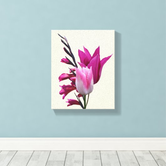 Schöne, heiß rosa Tulpe Moderne Blumen Kunst Leinwanddruck (Insitu (Holzboden))