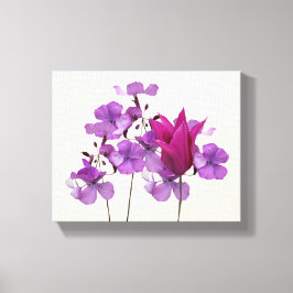 Schöne, heiß rosa Tulpe violette Blumen Leinwanddruck