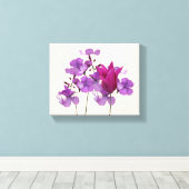 Schöne, heiß rosa Tulpe violette Blumen Leinwanddruck (Insitu (Holzboden))
