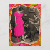 Schöne heiße rosa Kleid Mode Collage Postkarte (Vorderseite)