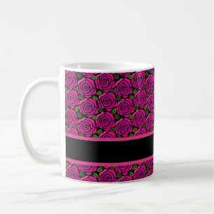 Schöne heiße rosa Rosen benutzerdefinierter Name M Kaffeetasse