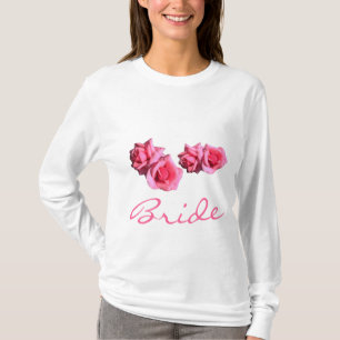 schöne heiße rosa Rosenblumen Brauthemd. T-Shirt