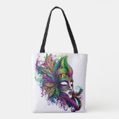 SCHÖNE, HELL FARBENE MARDI GRAS MASKE TASCHE (Rückseite)