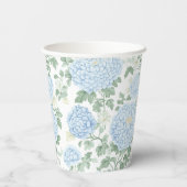 Schöne hellblaue Blumenhochzeit Pappbecher (Rückseite)