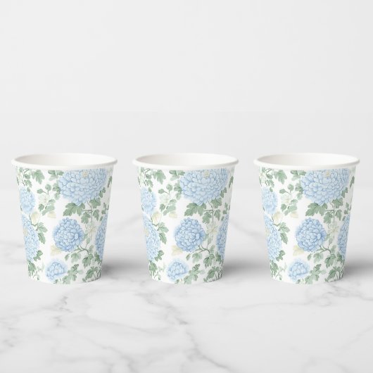Schöne hellblaue Blumenhochzeit Pappbecher (Multi)