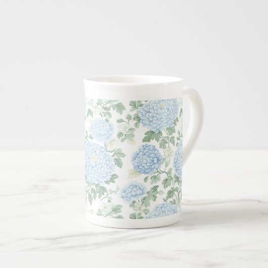 Schöne hellblaue Blumenhochzeit Porzellantasse (Vorderseite Rechts)