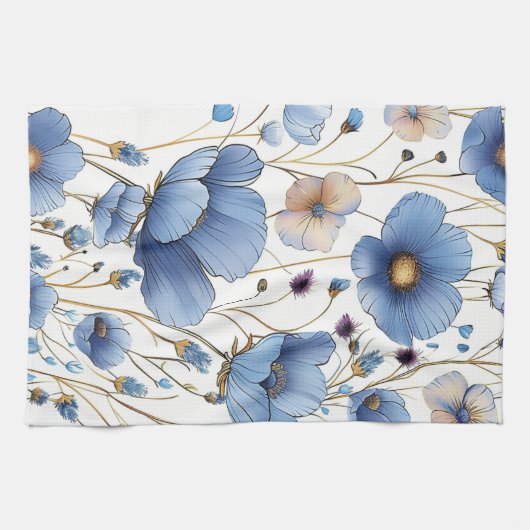 Schöne hellblaue Blüte Geschirrtuch (Horizontal)
