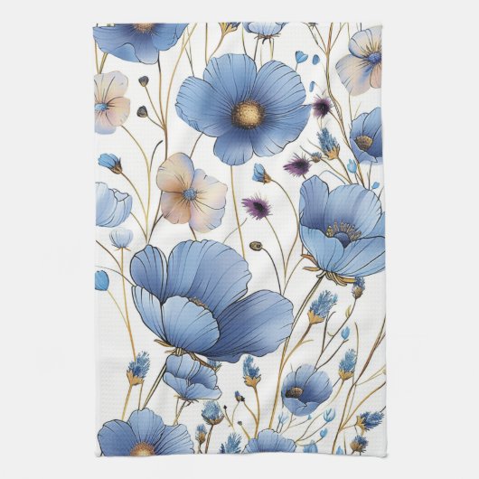 Schöne hellblaue Blüte Geschirrtuch (Vertikal)