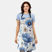 Schöne hellblaue Blüte Schürze (Getragen)