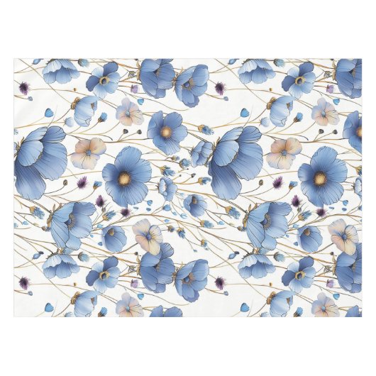Schöne hellblaue Blüte Tischdecke (Vorderseite (Horizontal))