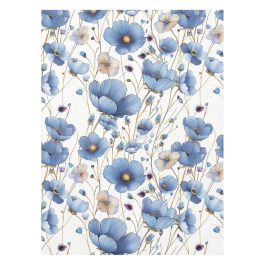 Schöne hellblaue Blüte Tischdecke (Vorderseite)