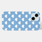 Schöne hellblaue Farbe und weiße Herzen Case-Mate iPhone Hülle (Rückseite (Horizontal))