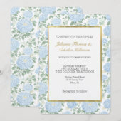 Schöne Hellblaue Weiße Blumen Hochzeit Einladung (Vorne/Hinten)