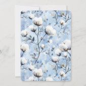 Schöne Hellblaue Weiße Blumenhochzeit Einladung (Rückseite)