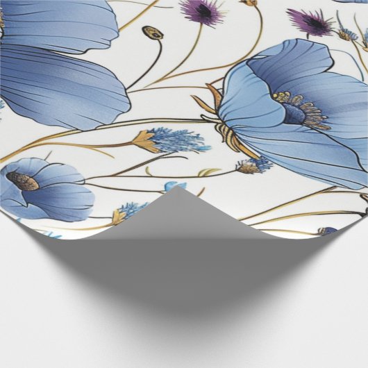 Schöne hellblaue Wildblume Geschenkpapier (Ecke)