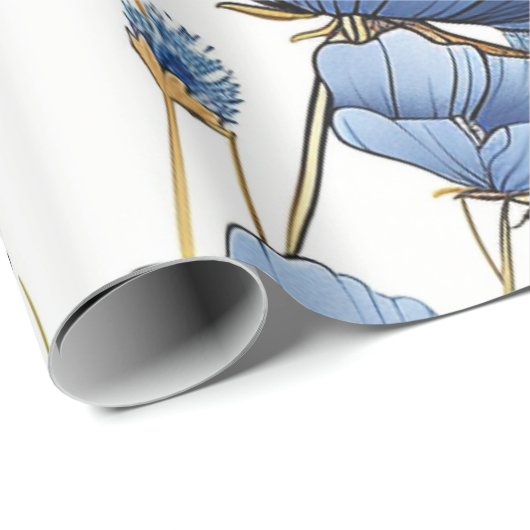 Schöne hellblaue Wildblume Geschenkpapier (Rolleneckpunkt)