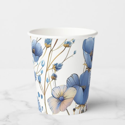 Schöne hellblaue Wildblume Pappbecher (Rückseite)