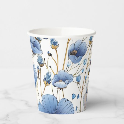 Schöne hellblaue Wildblume Pappbecher (Links)