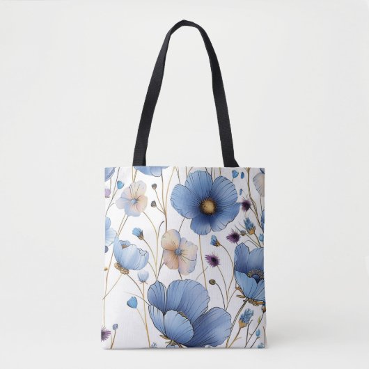 Schöne hellblaue Wildblume Tasche (Vorderseite)