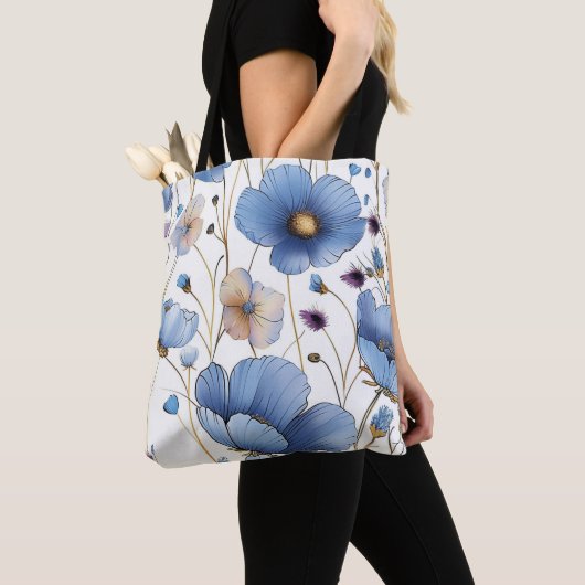 Schöne hellblaue Wildblume Tasche (Von Nahem)