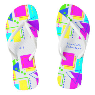 SCHÖNE, HELLE FARBENFARBENE GEOMETRISCHE FORMBLÄTT BADESANDALEN