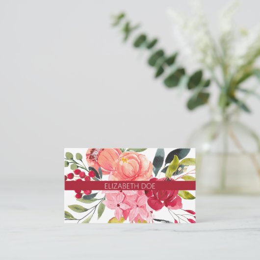 Schöne, helle, florale Visitenkarte (Stehend Vorderseite)