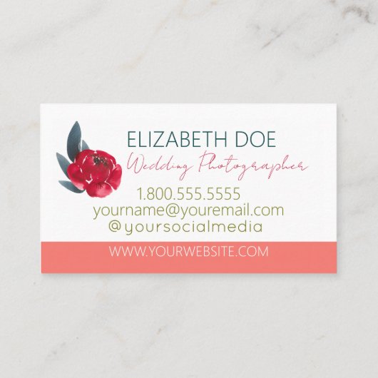 Schöne, helle, florale Visitenkarte (Rückseite)