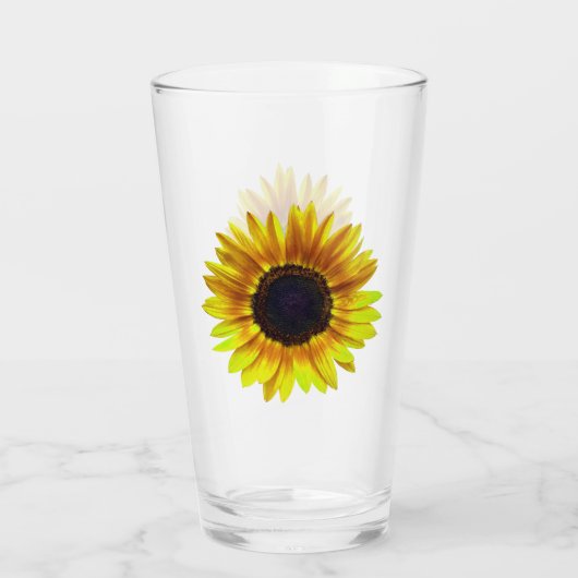 Schöne helle gelbe Sonnenblume - Glas (Rückseite)