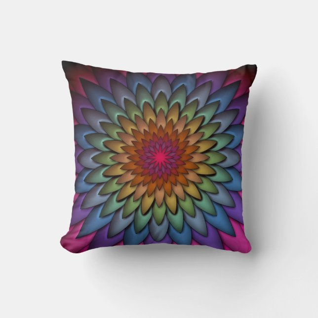 Schöne Helle-Regenbogen-Blume Kissen (Vorderseite)