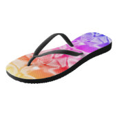 Schöne, helle Regenbogen Streifen Neonfarben Badesandalen (Schrägansicht)