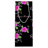 Schöne, helle Rosa Floral Geschenktüte Für Weinflaschen (Rückseite)