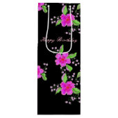 Schöne, helle Rosa Floral Geschenktüte Für Weinflaschen (Vorderseite)