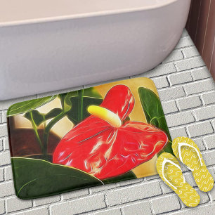 Schöne helle rote Anthurium-Blume Fotografie Badematte