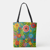 Schöne helle verspielte Blumen-Tragetasche Tasche (Rückseite)