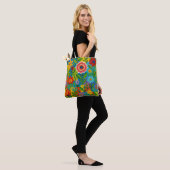 Schöne helle verspielte Blumen-Tragetasche Tasche (Am Model)