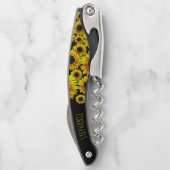 Schöne, hellgelbe Sonnenblume - Personalisiert Kellnermesser (Rückseite)