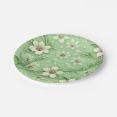 Schöne hellgrüne Blumen-Papierplatte Pappteller (Schrägansicht)