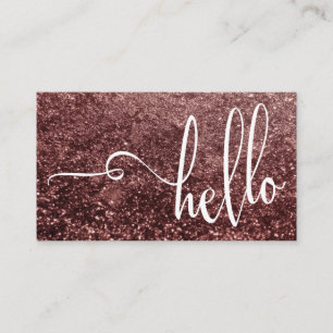 Schöne Hello-Typografie über funkelndem Roségold Visitenkarte