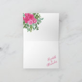 Schöne hellrosa Hochzeitsstipps Rose Dankeskarte (Innenseite)