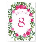 Schöne hellrosa Hochzeitsstipps Rose Tischnummer (Vorderseite)