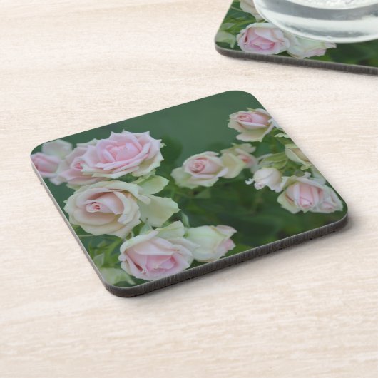 Schöne hellrosa Rose Getränkeuntersetzer (Linke Seite)