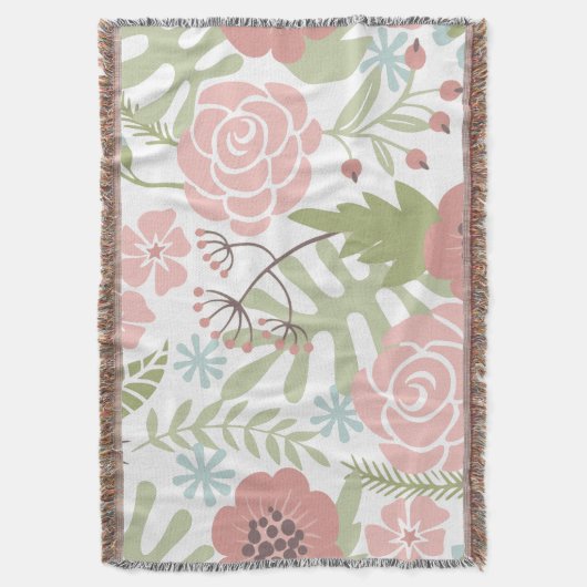 Schöne hellrosa und grüne Blume Decke (Vorderseite Vertikal)