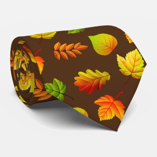 Schöne Herbstblätter auf Braun Krawatte (Gerollt)