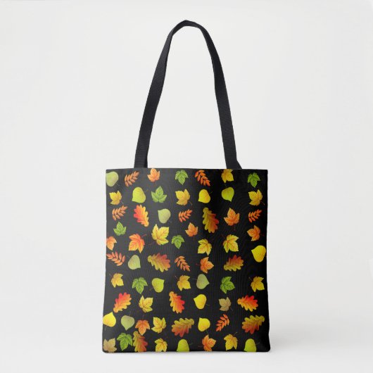 Schöne Herbstblätter auf Schwarz Tasche (Vorderseite)