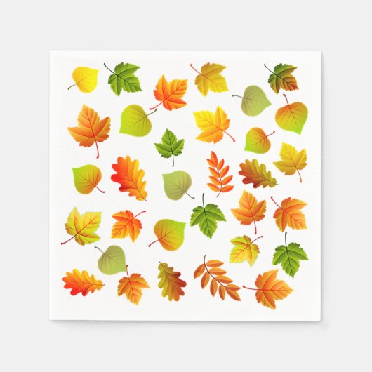 Schöne Herbstblätter auf Weiß Serviette (Vorderseite)