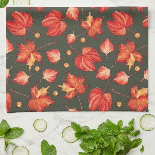 Schöne Herbstfarben Blätter Küche Handtuch (Gefaltet)