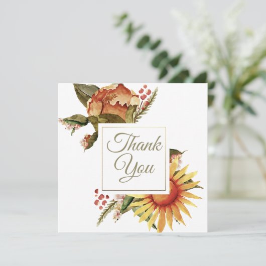 Schöne Herbstflora Dankeskarte (Stehend Vorderseite)