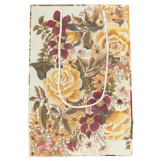 Schöne Herbstflorentasche Mittlere Geschenktüte (Rückseite)