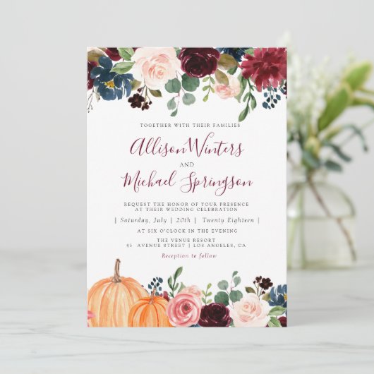 Schöne Herbsthochzeit Einladung (Stehend Vorderseite)